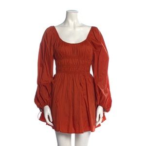 Staud Orange Smocked Dress- Medium (8)
